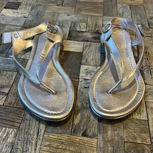 Tory Burch Minnie Travel Sandal Metallic Leather Rose Gold 654 Size 9.5